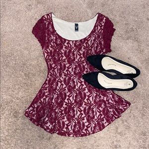 Peplum red lace top